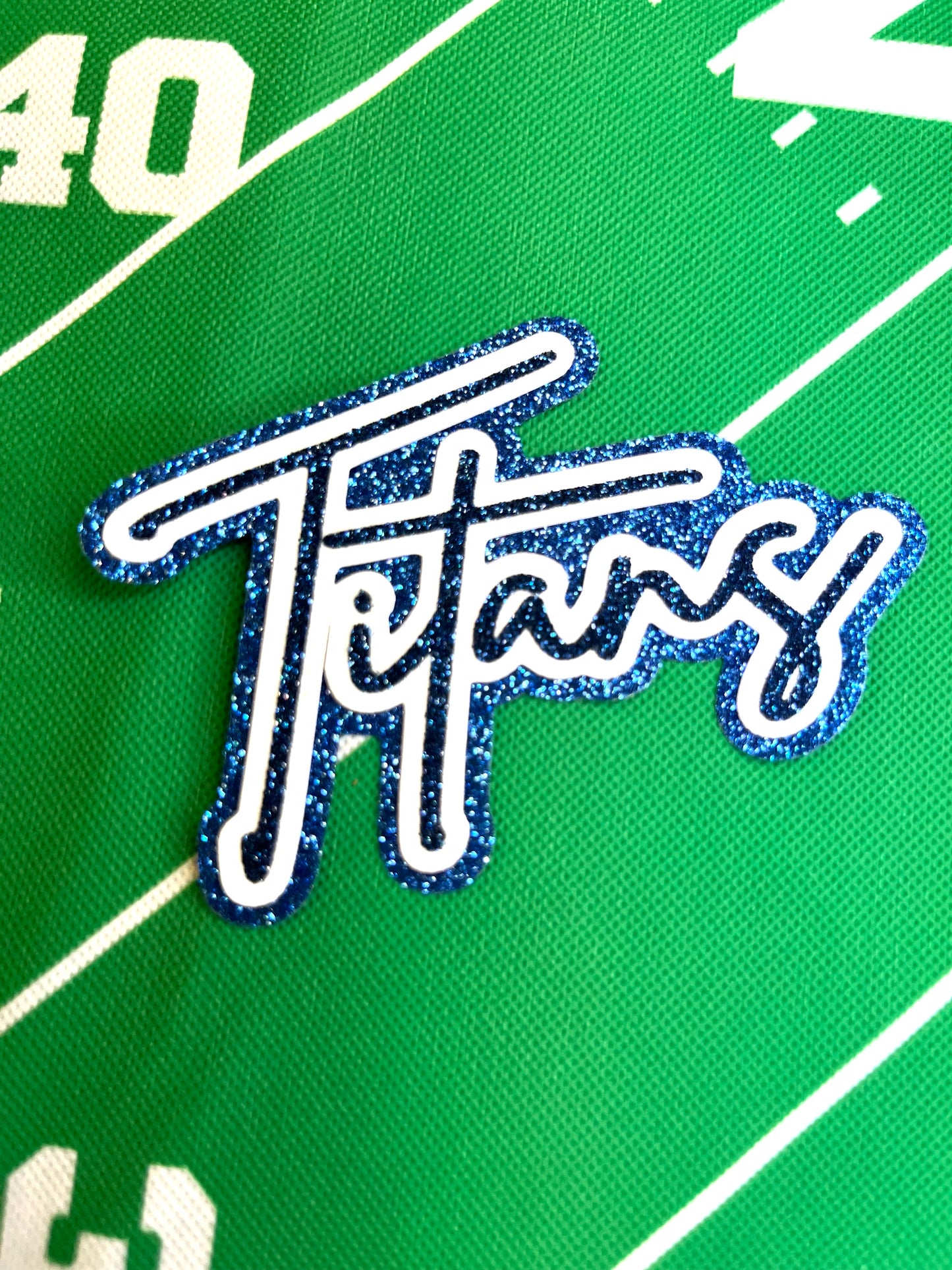 FIVE (5) mascot iron on patches Brittany font