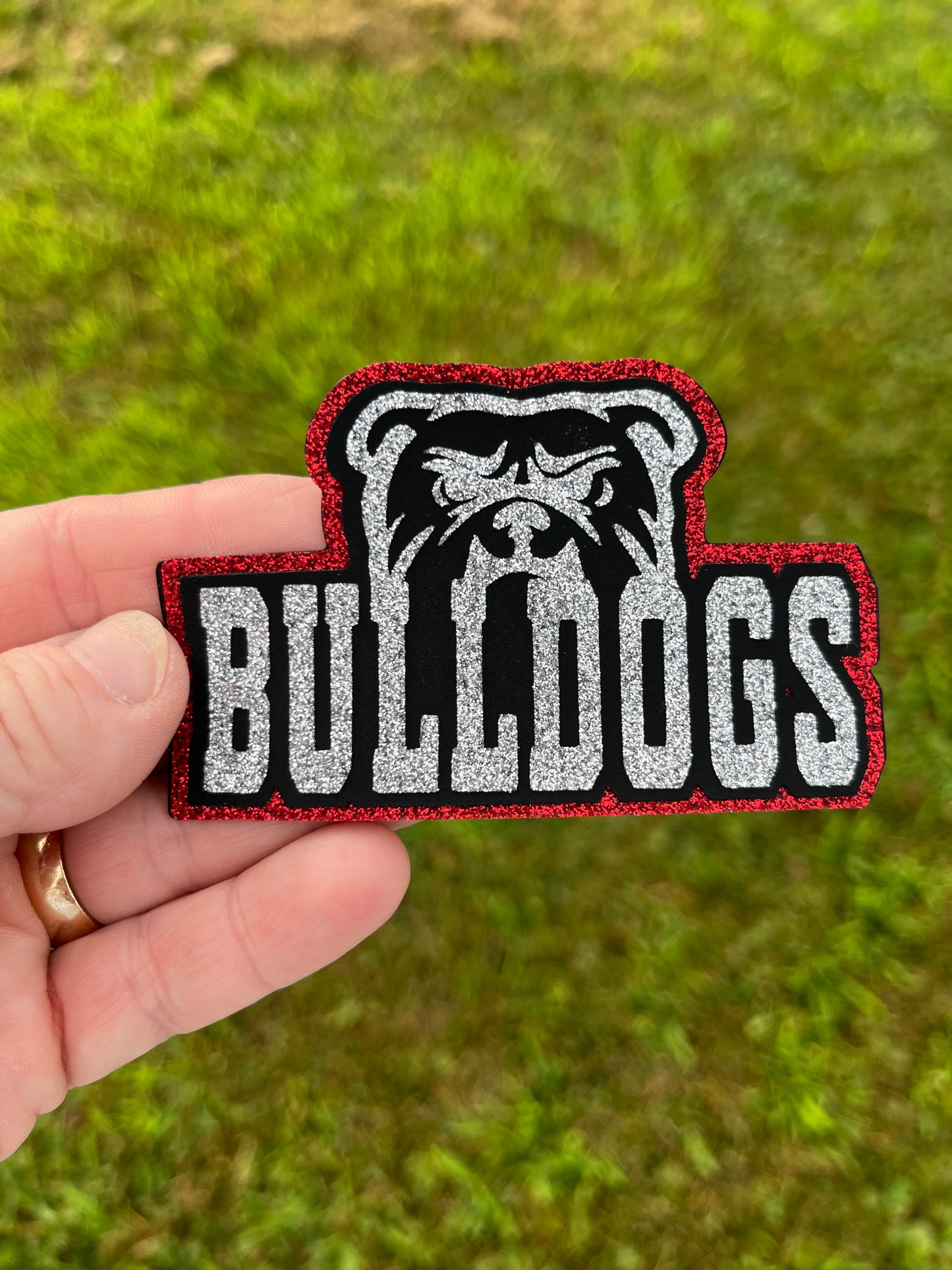 FIVE (5) bulldogs iron on patches