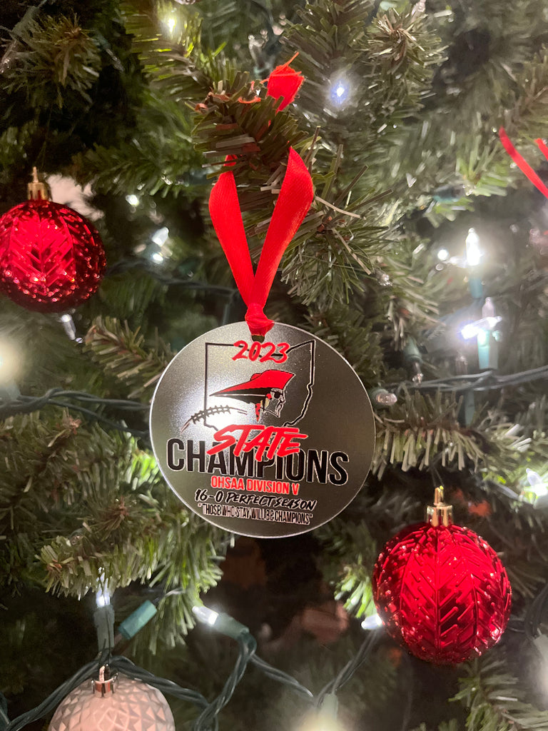 Perry state champ frosted Christmas ornament – Hudson Family Signs