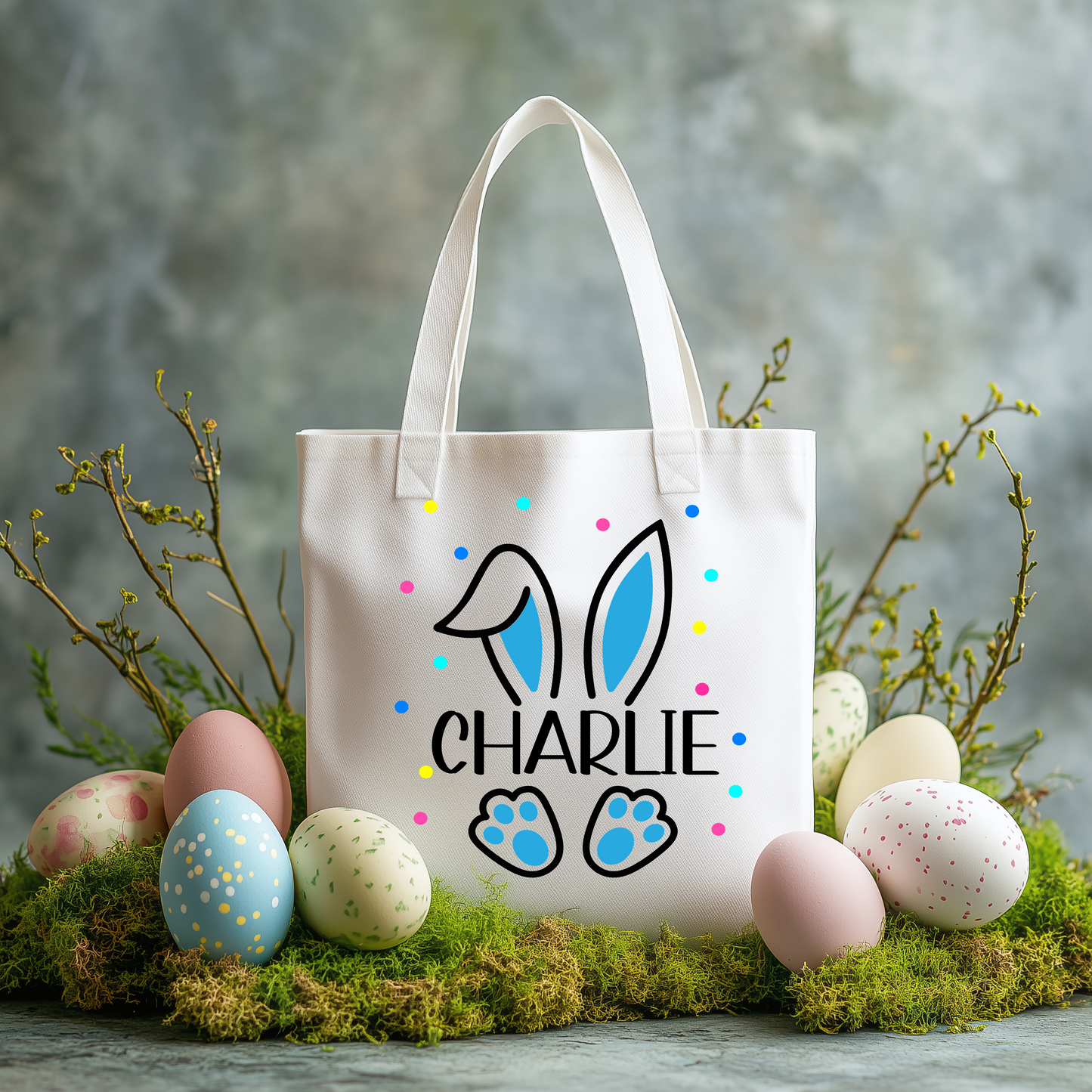 Easter tote with bunny design