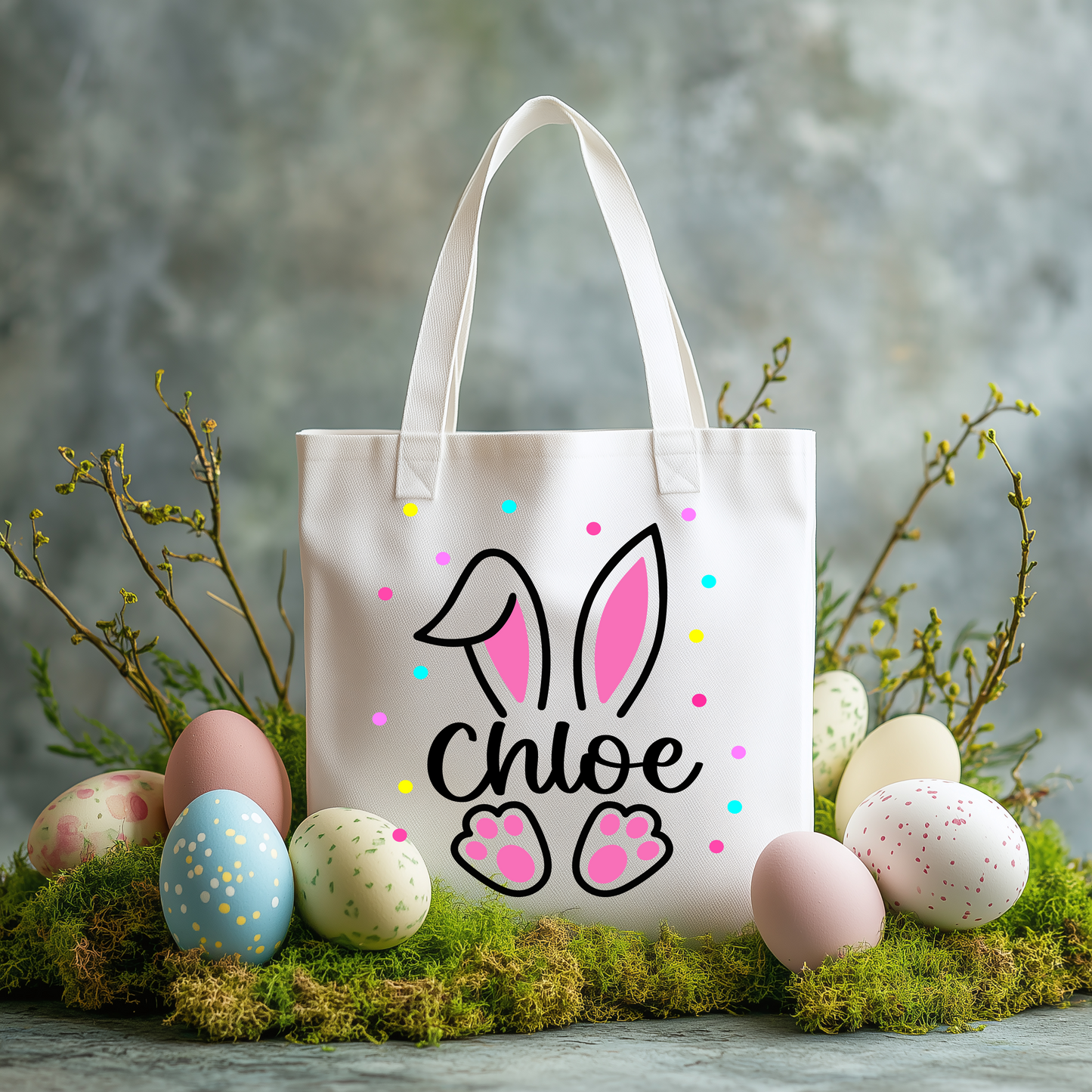 Easter tote with bunny design